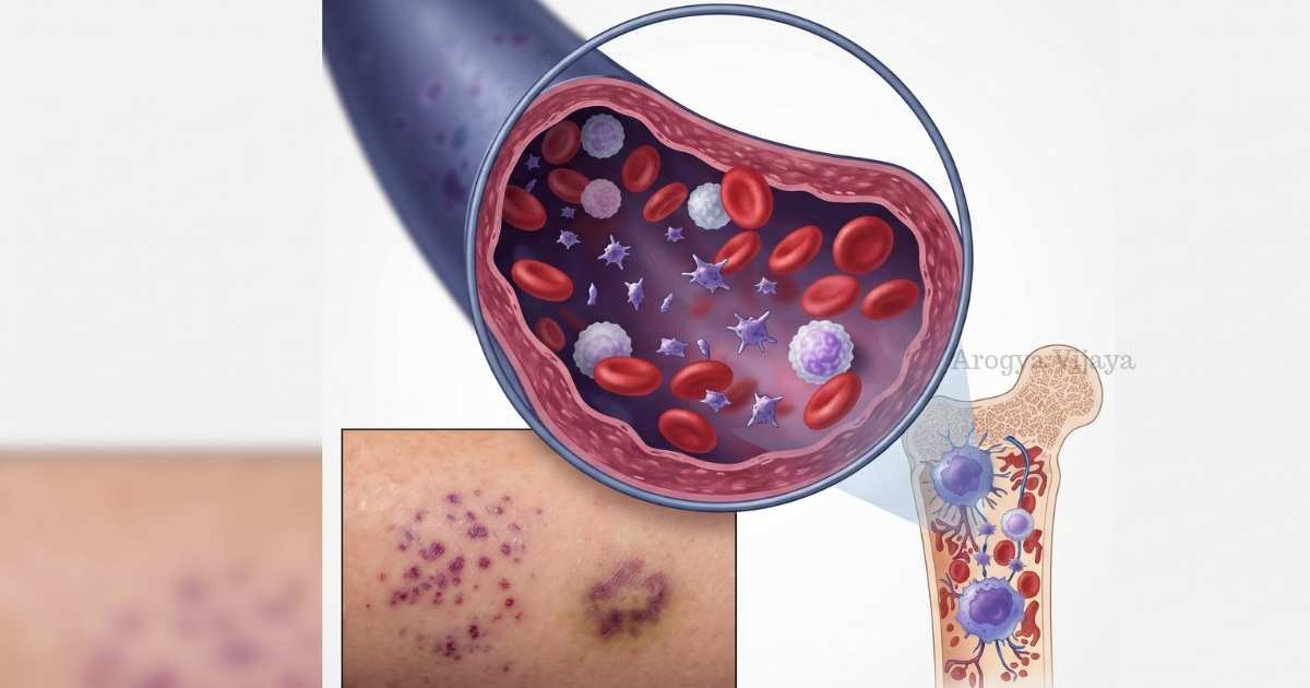 Low platelet count risks, symptoms of thrombocytopenia, and medical precautions explained in Kannada for Arogyavijaya health news.